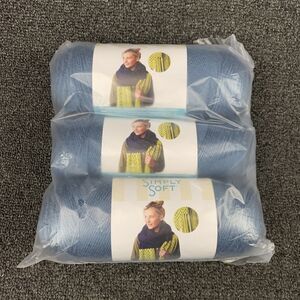 Lot Of 3 Yarnspirations Caron Simply Soft  Country Blue 6oz 315Yds 4 Medium